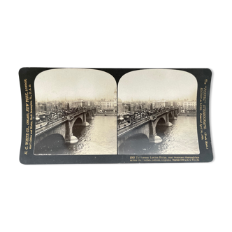 Old photography stereo, stereograph, luxury albumine 1903 London Bridge