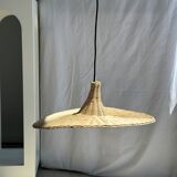 Small suspension, rattan luminaire in hat shape D:60cm