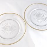Pair of Louis XVI style forget-me-not dishes/plates in crystal mounted in solid silver and vermeil