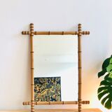 Fake bamboo wooden mirror 85 x 65 cm