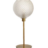 Lampe à poser avec un grand globe ancien et un pied doré