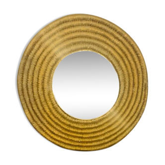 Golden rattan sun mirror