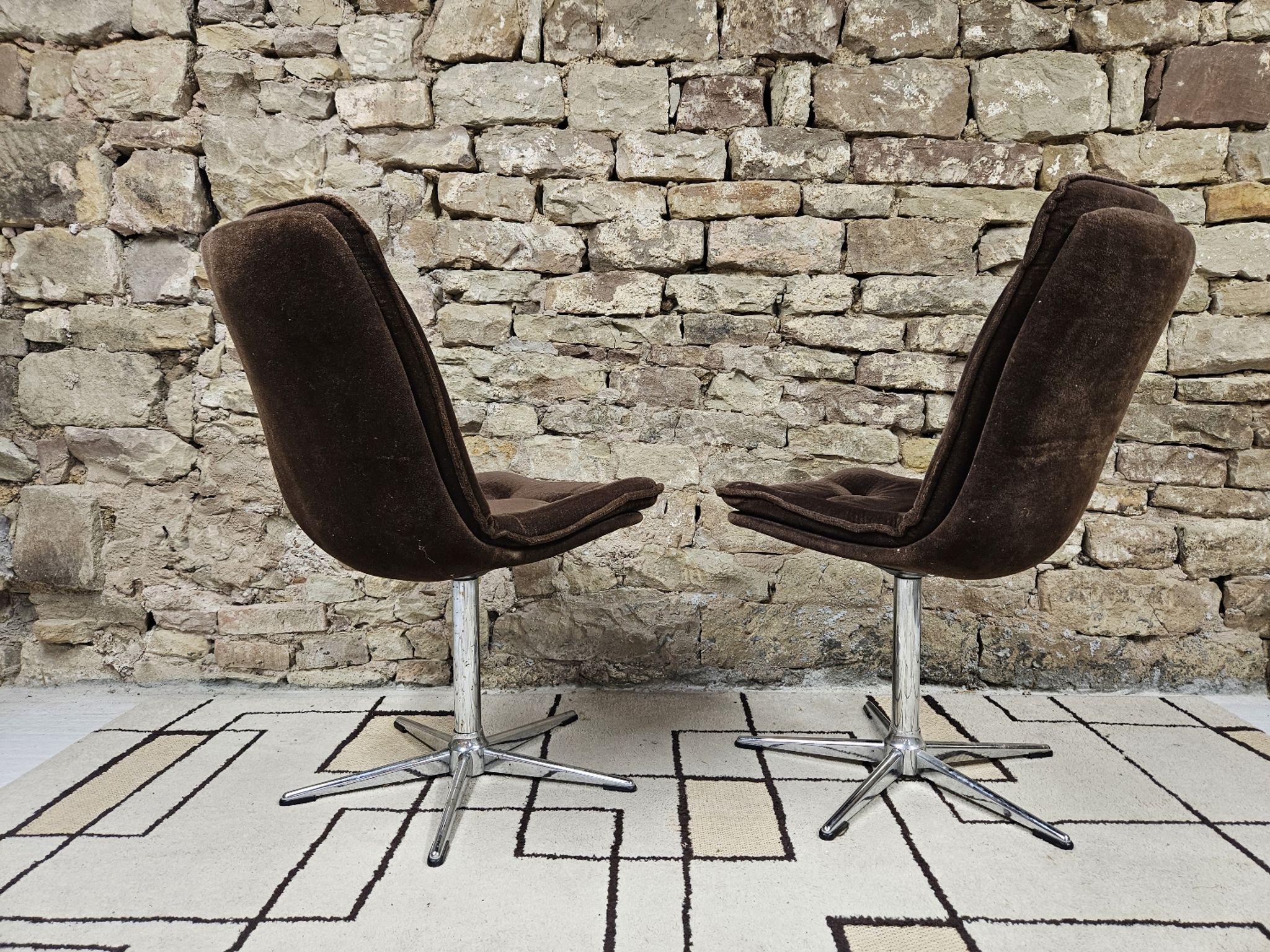 Paire de chaise fauteuil velour vintage  1970"