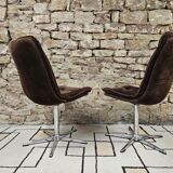 Pair of vintage velvet armchair chair 1970"