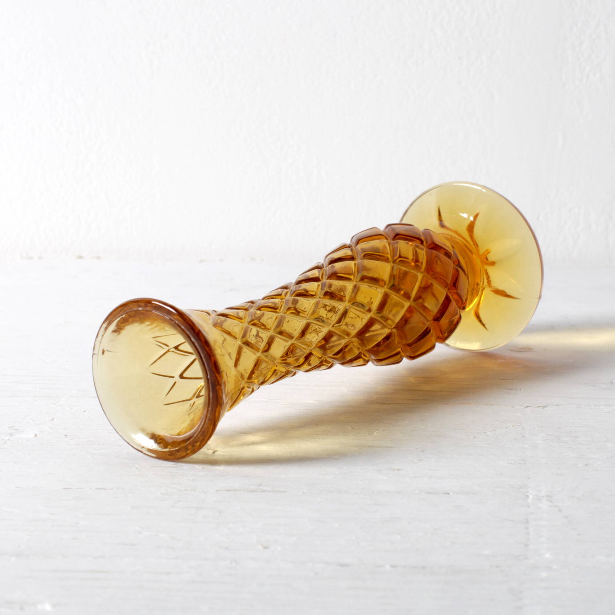 Small Vintage Amber Glass Vase / Mid-century Stylish Vase / Czechoslovakia