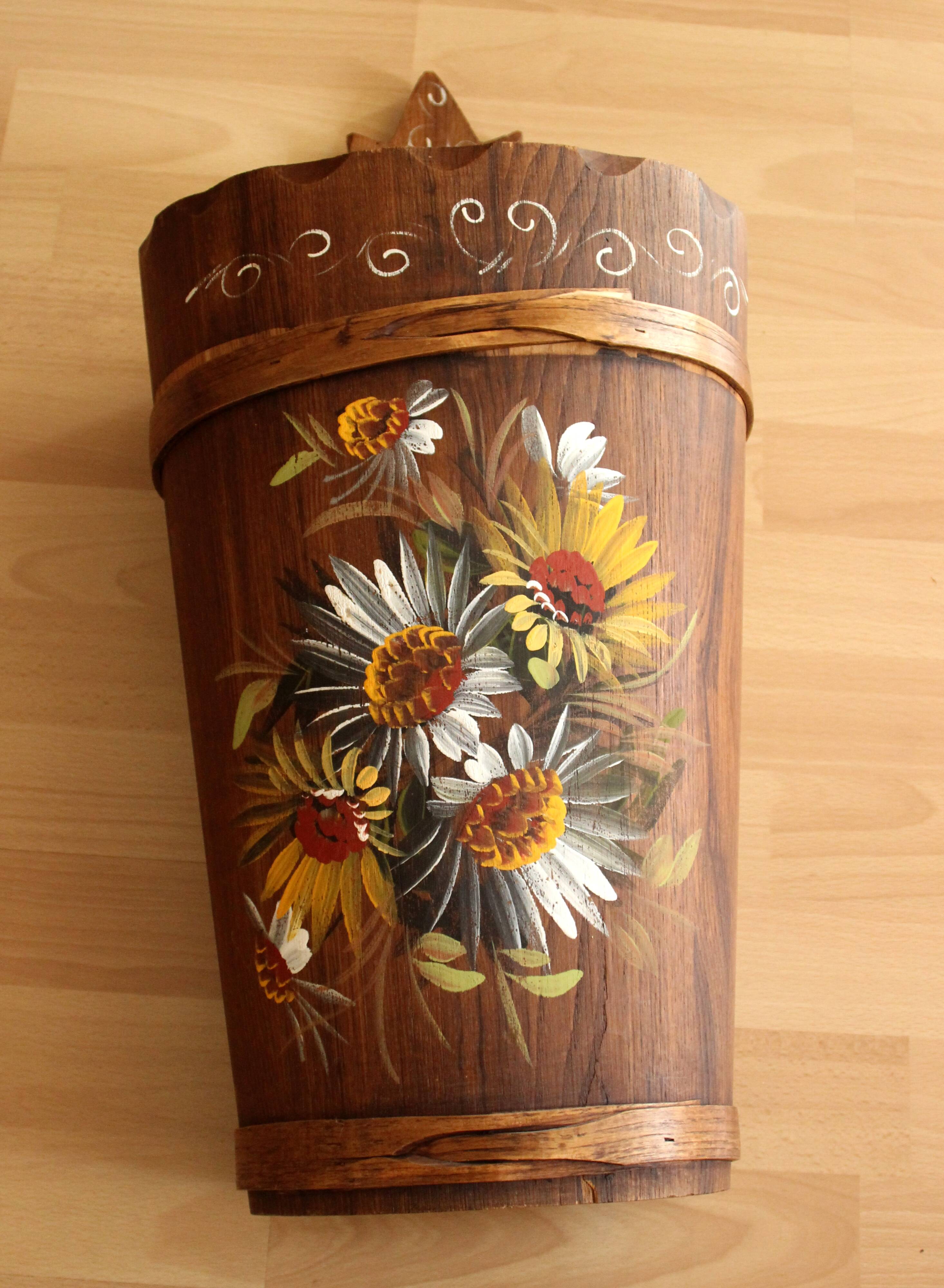 Handmade handpainted wooden umbrella stand - Vintage
