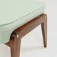 Vintage children's chair stool in pistachio green, mid-century modern design.