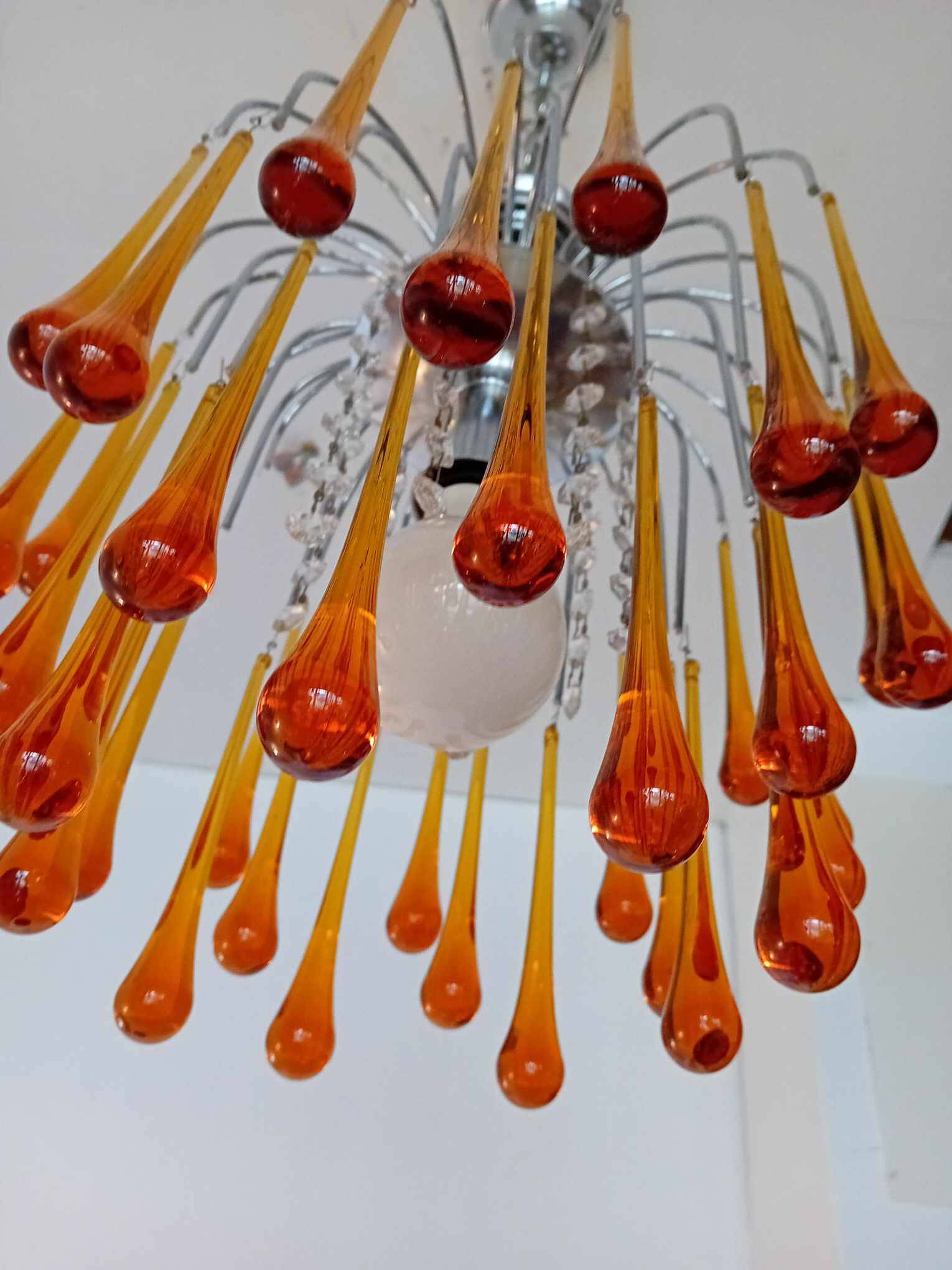 Paolo venini chandelier, murano 70 with large drops