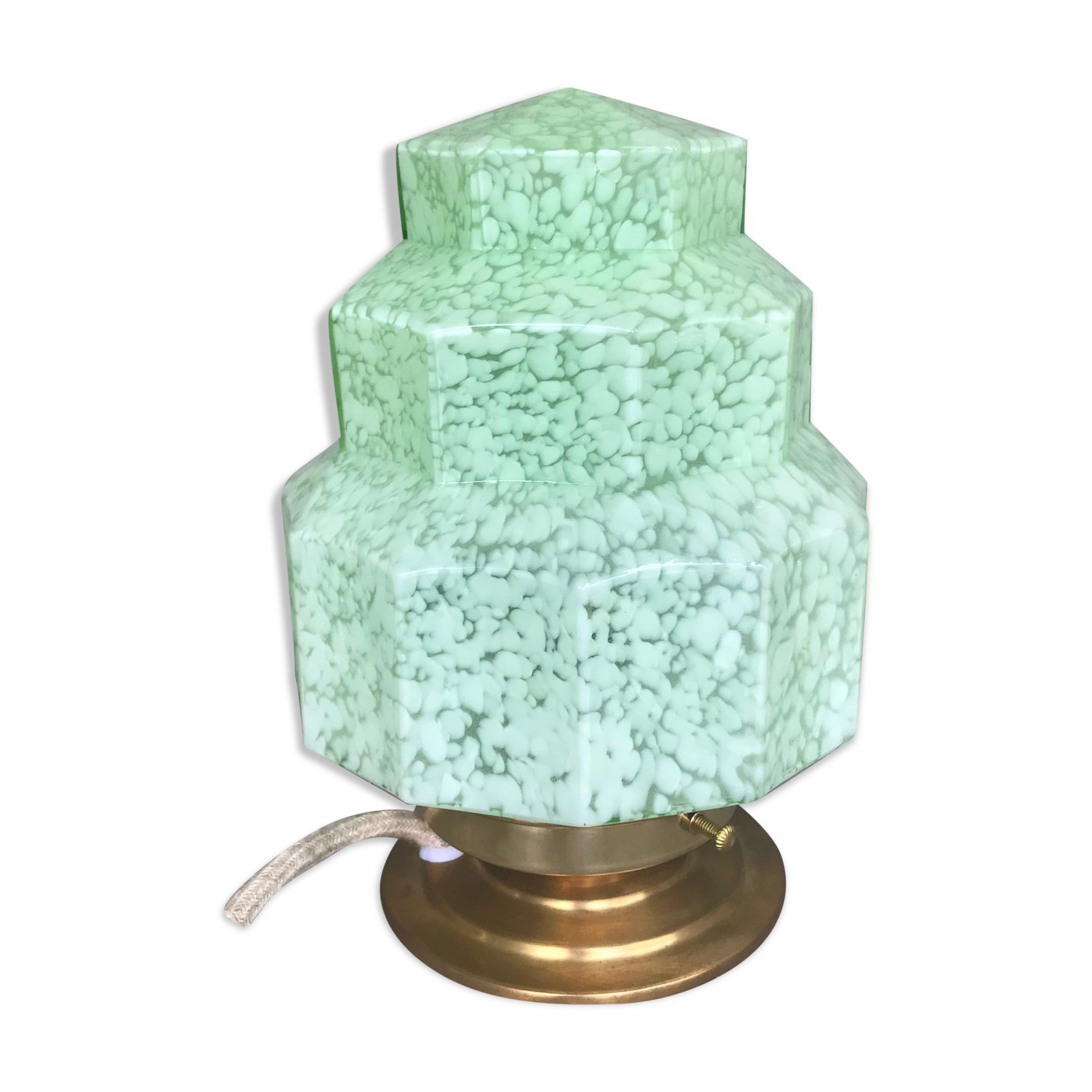 Art Deco Skyscraper glass lamp Clichy green mint
