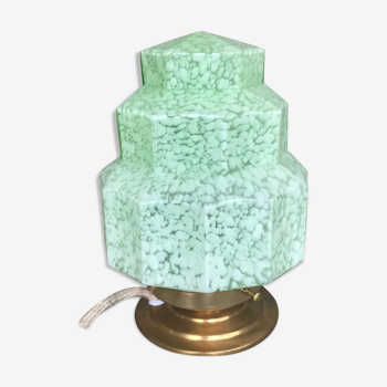 Art Deco Skyscraper glass lamp Clichy green mint