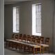 Set of 6 "Razorblade" dining chairs by Henning Kjærnulf in oak and mohair, 1960s.