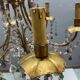 Chandelier en verre de Murano perlé doré en tole florentine italienne des années 1950 à 6 lumières