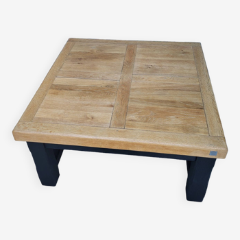 Table basse bois brut et noir