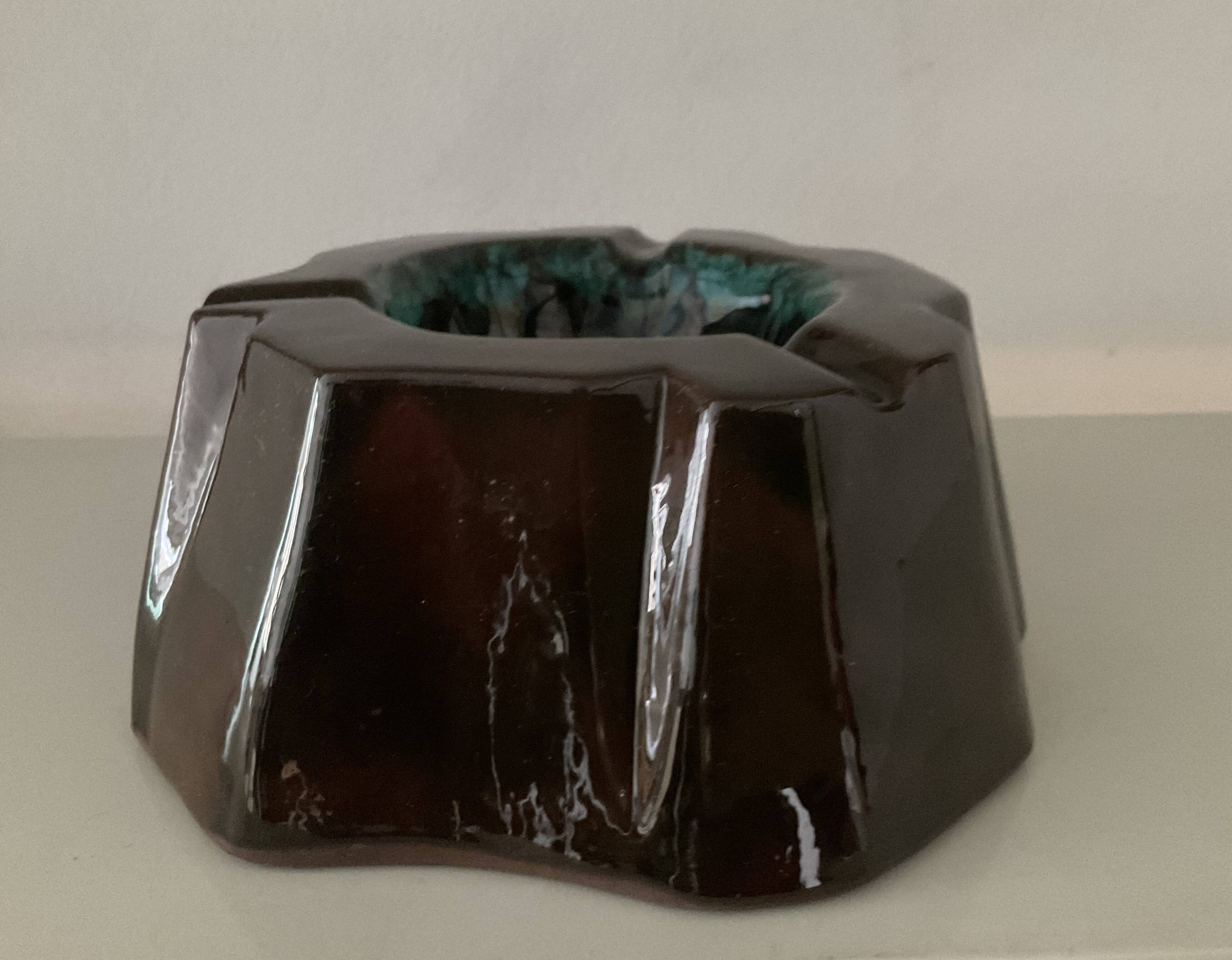 Vintage glazed terracotta ashtray
