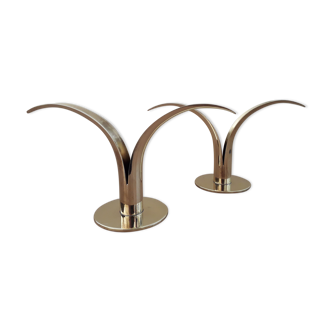 Pair of candle holders "Lily" by Ivar Alenius Bjork 1905-1978 for Ystad Metall Sweden 1939