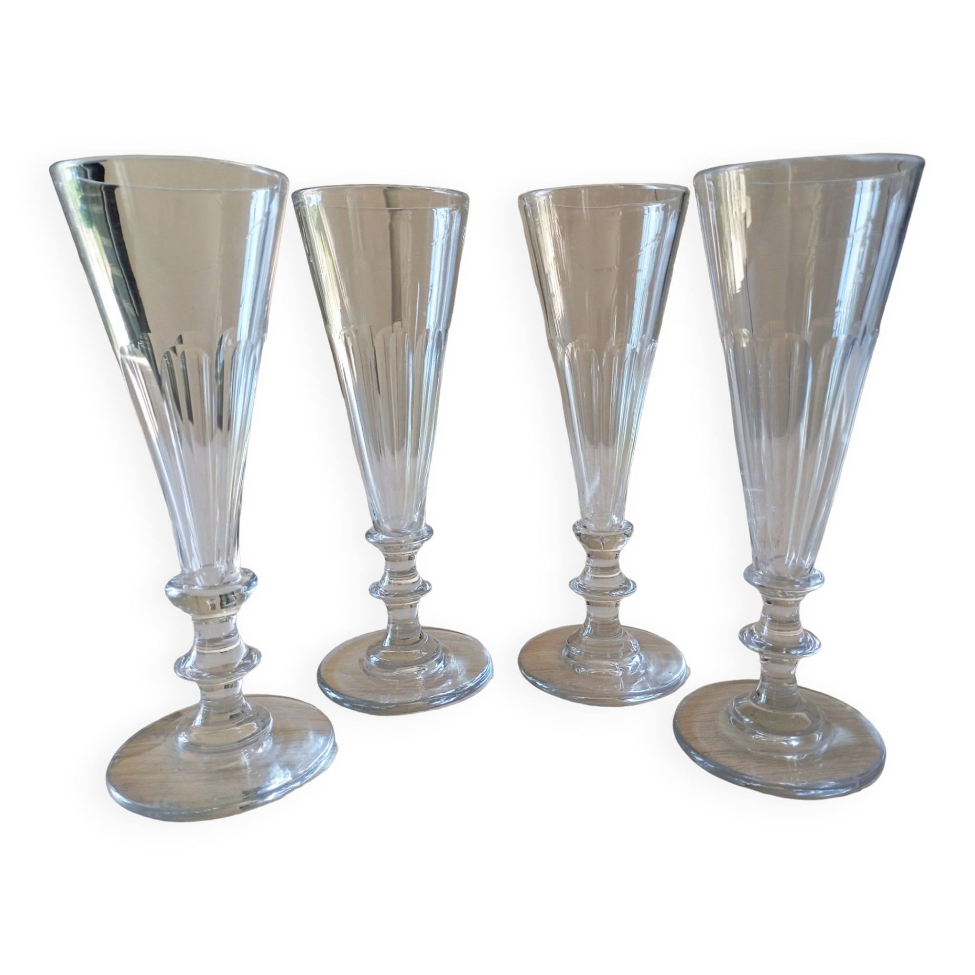 Set of 4 crystal champagne flutes