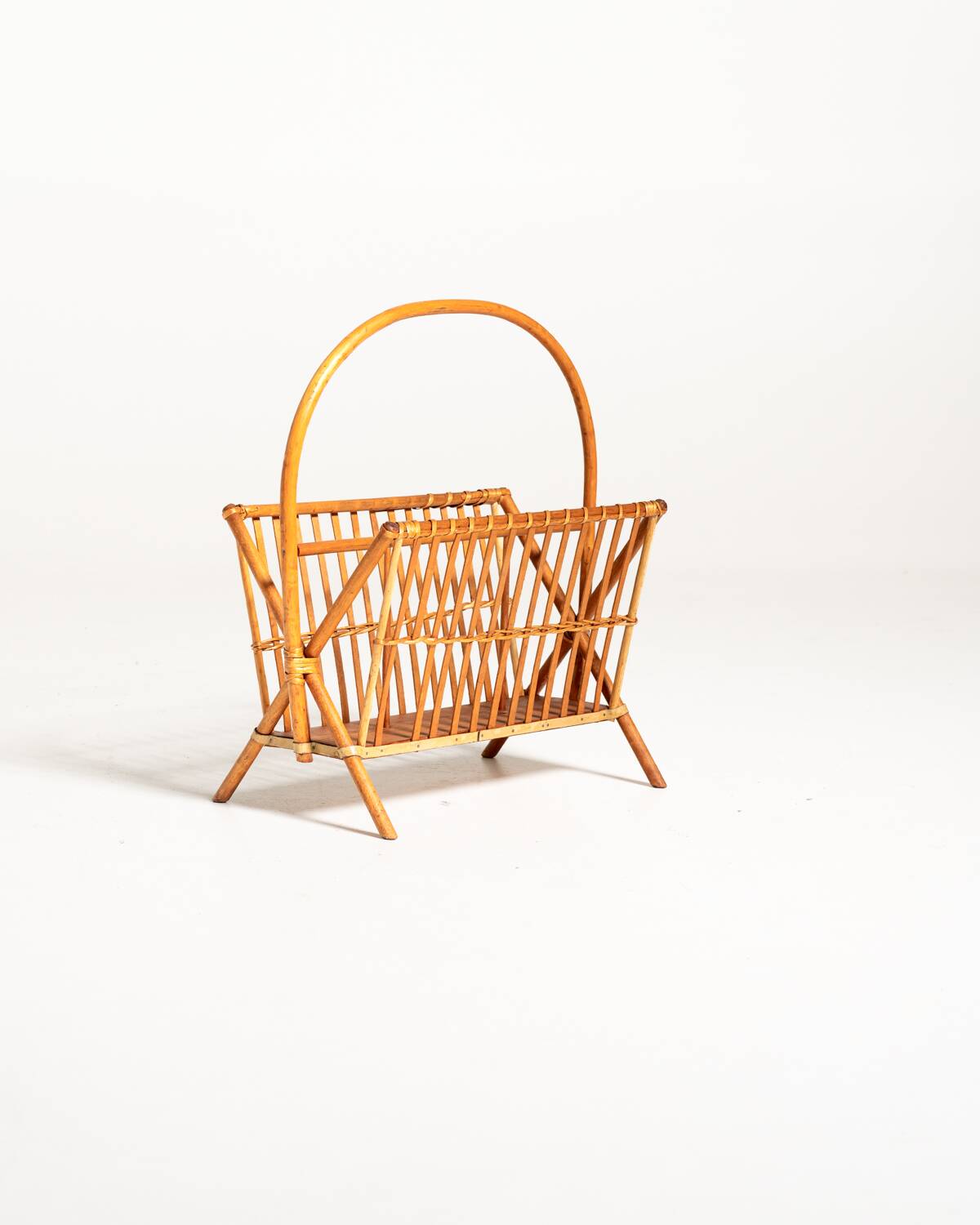 Bamboo and rattan magazine rack, Scandinavia, 1960s