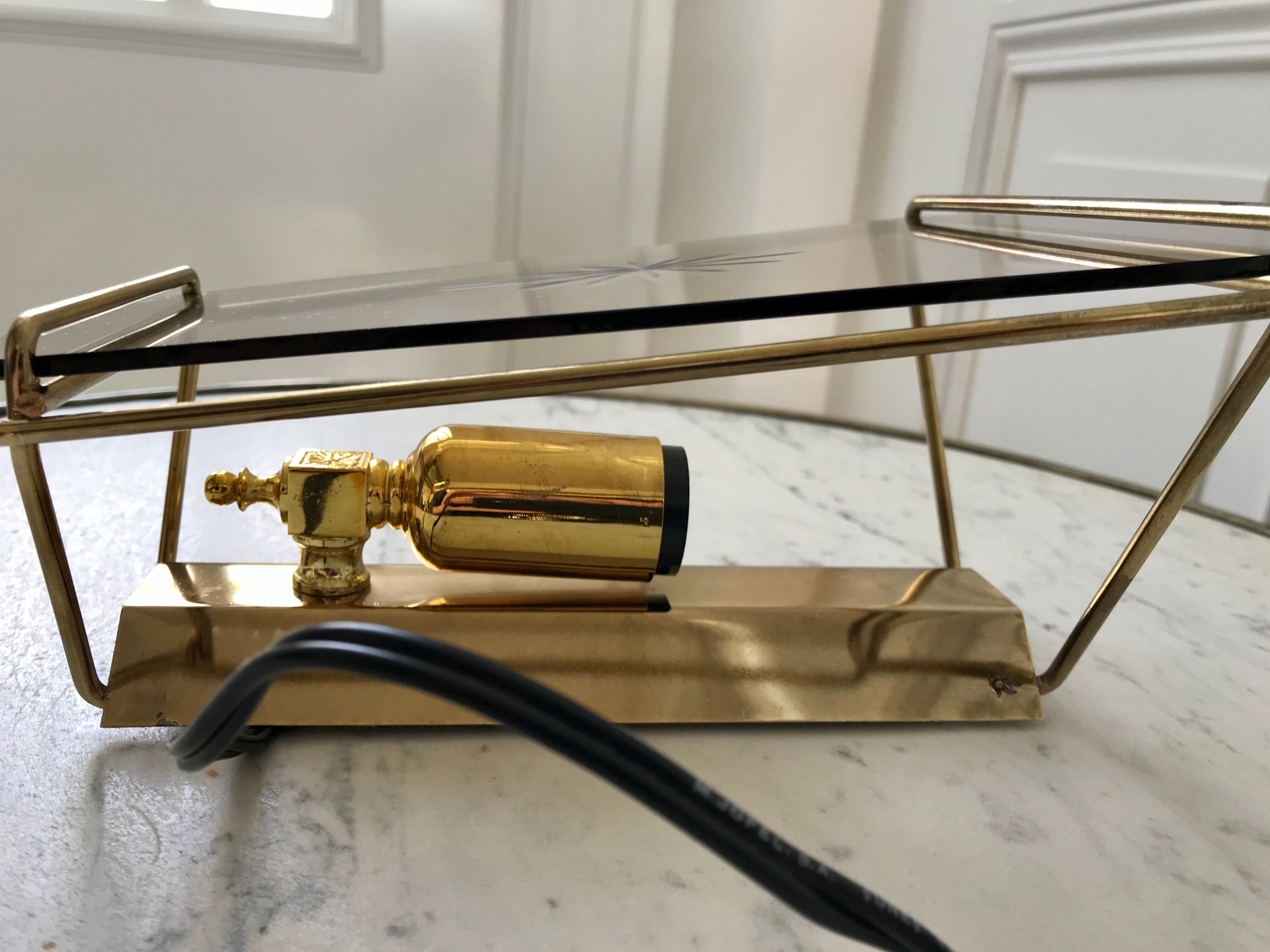 Wall lamp in smoked glass and golden metal 60s