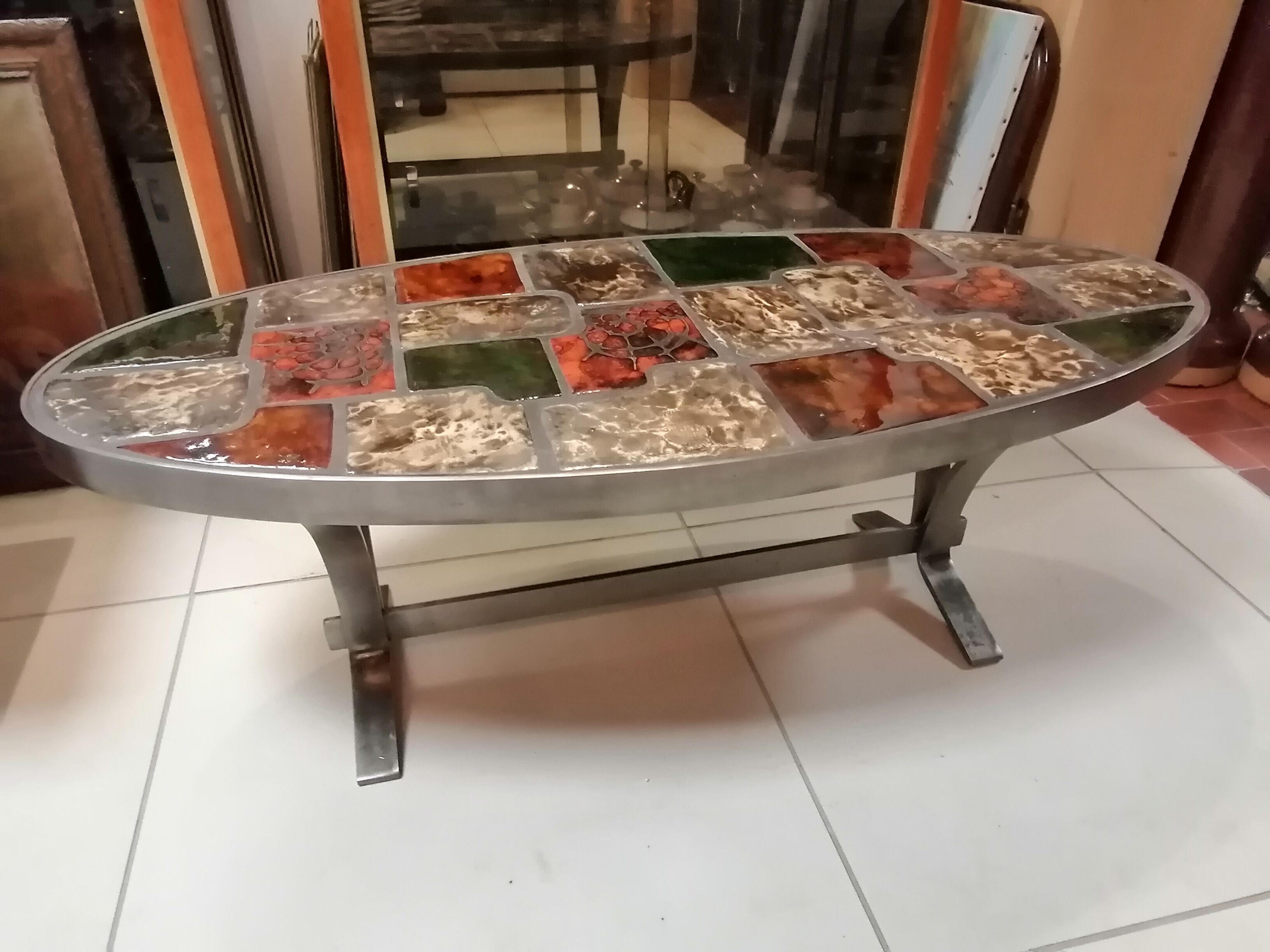 Vintage ceramic steel coffee table