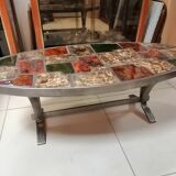Vintage ceramic steel coffee table