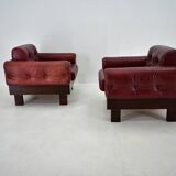 Pair of vintage leather armchairs , Czechoslovakia 1970s