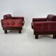 Pair of vintage leather armchairs , Czechoslovakia 1970s