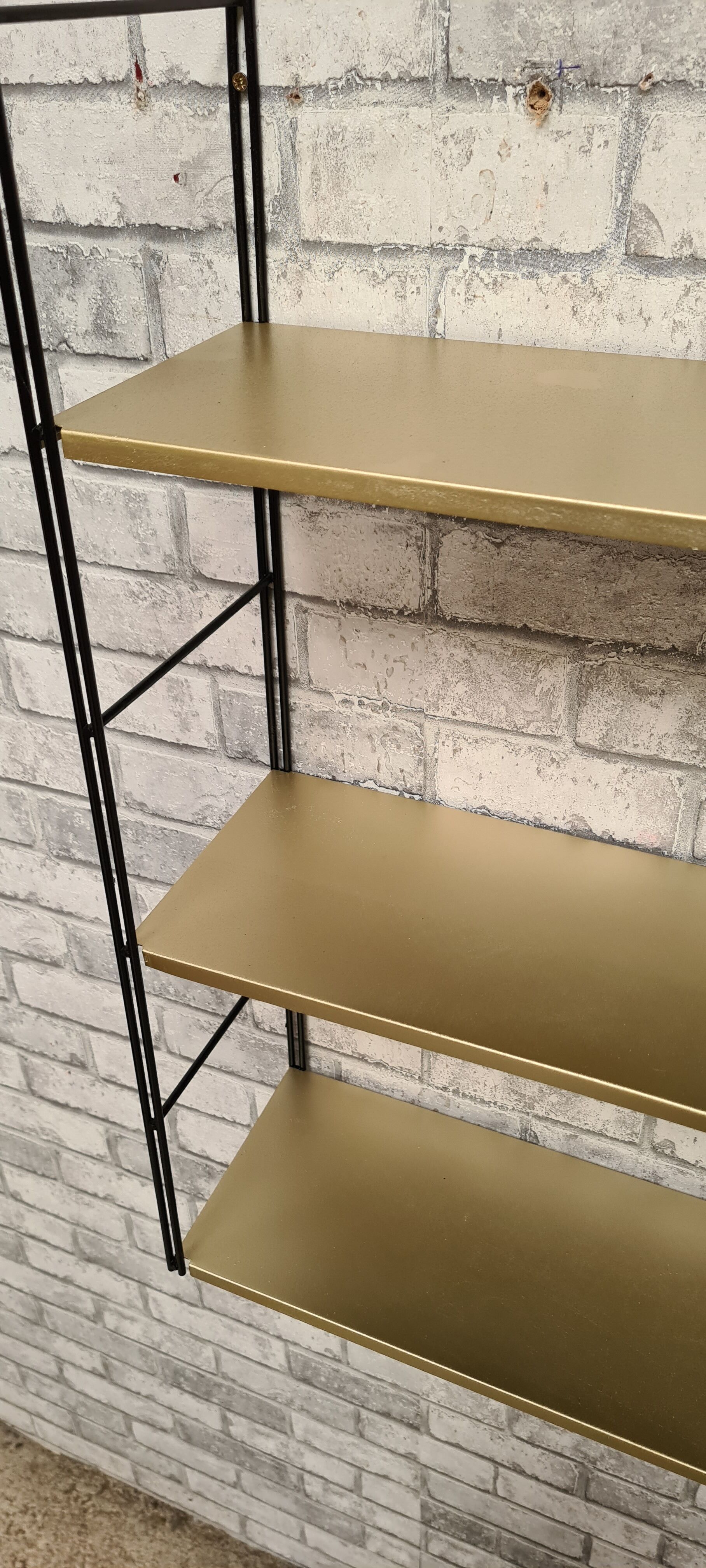 Vintage string steel floor 1960 bronze and black, 47x60x18