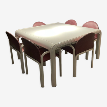 Table de salle-à-manger Knoll et 8 chaises modèle Orsay designer Gae Aulenti 1979