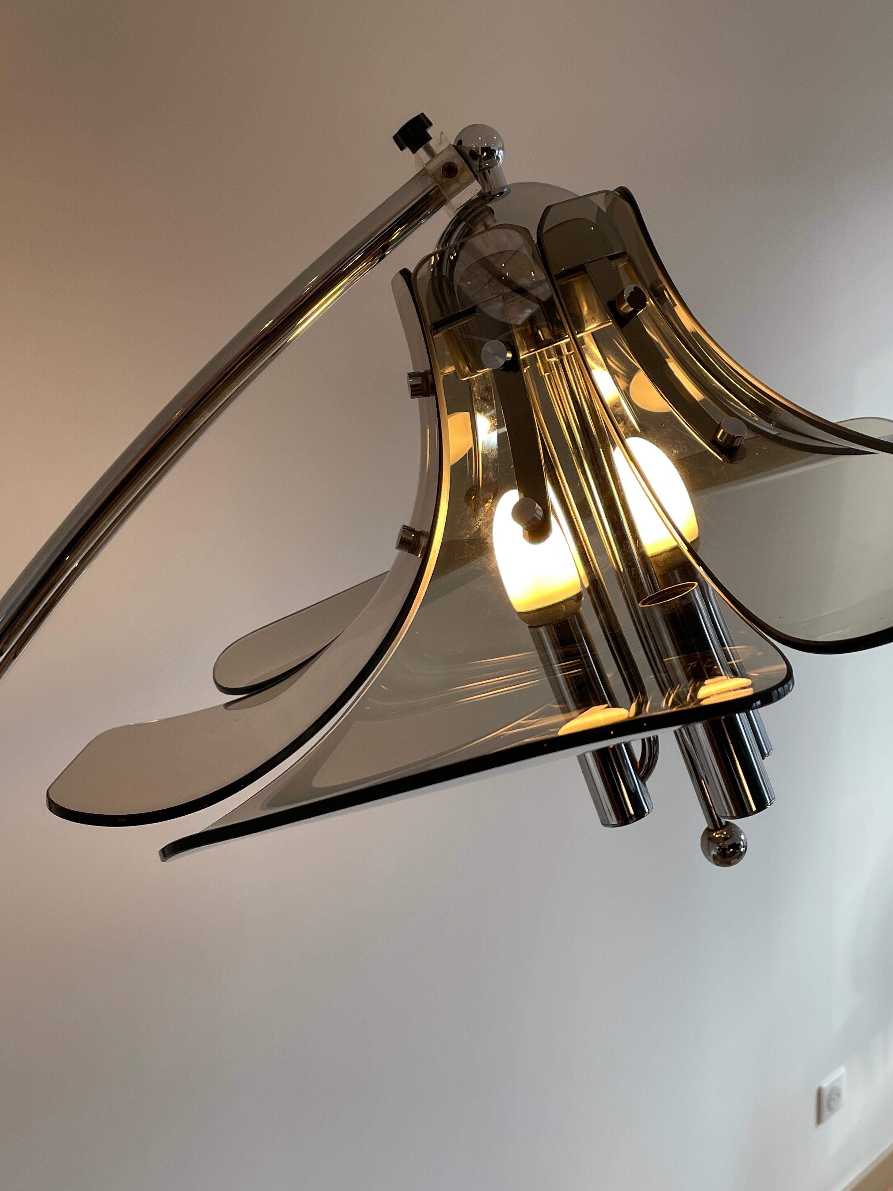 Floor lamp arc flower adjustable, italy, 1960