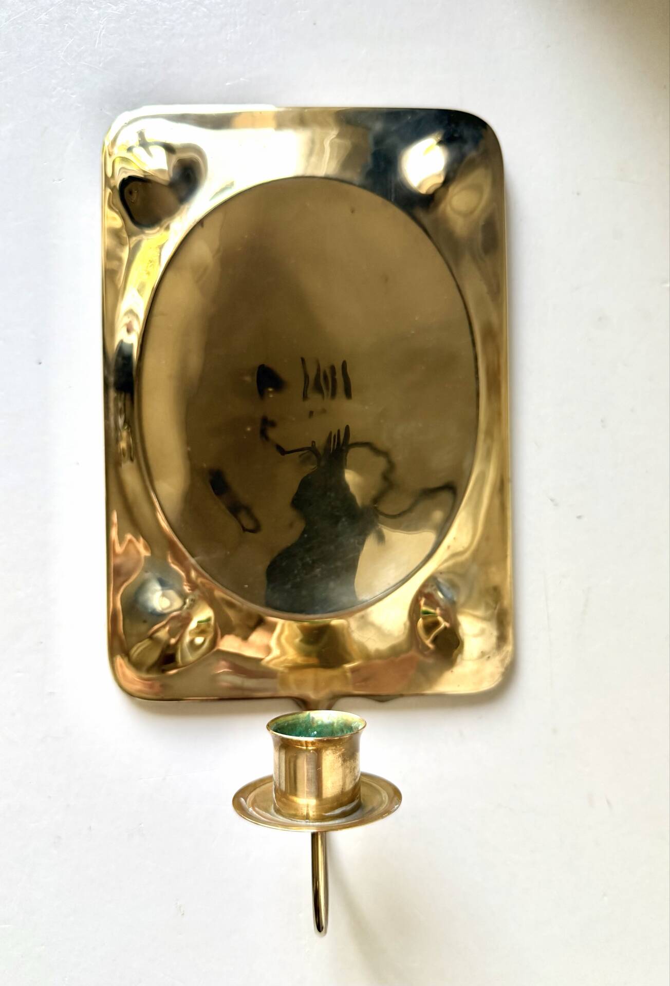 Vintage Scandinavian Brass Wall Candle holder Sconce height 29cm