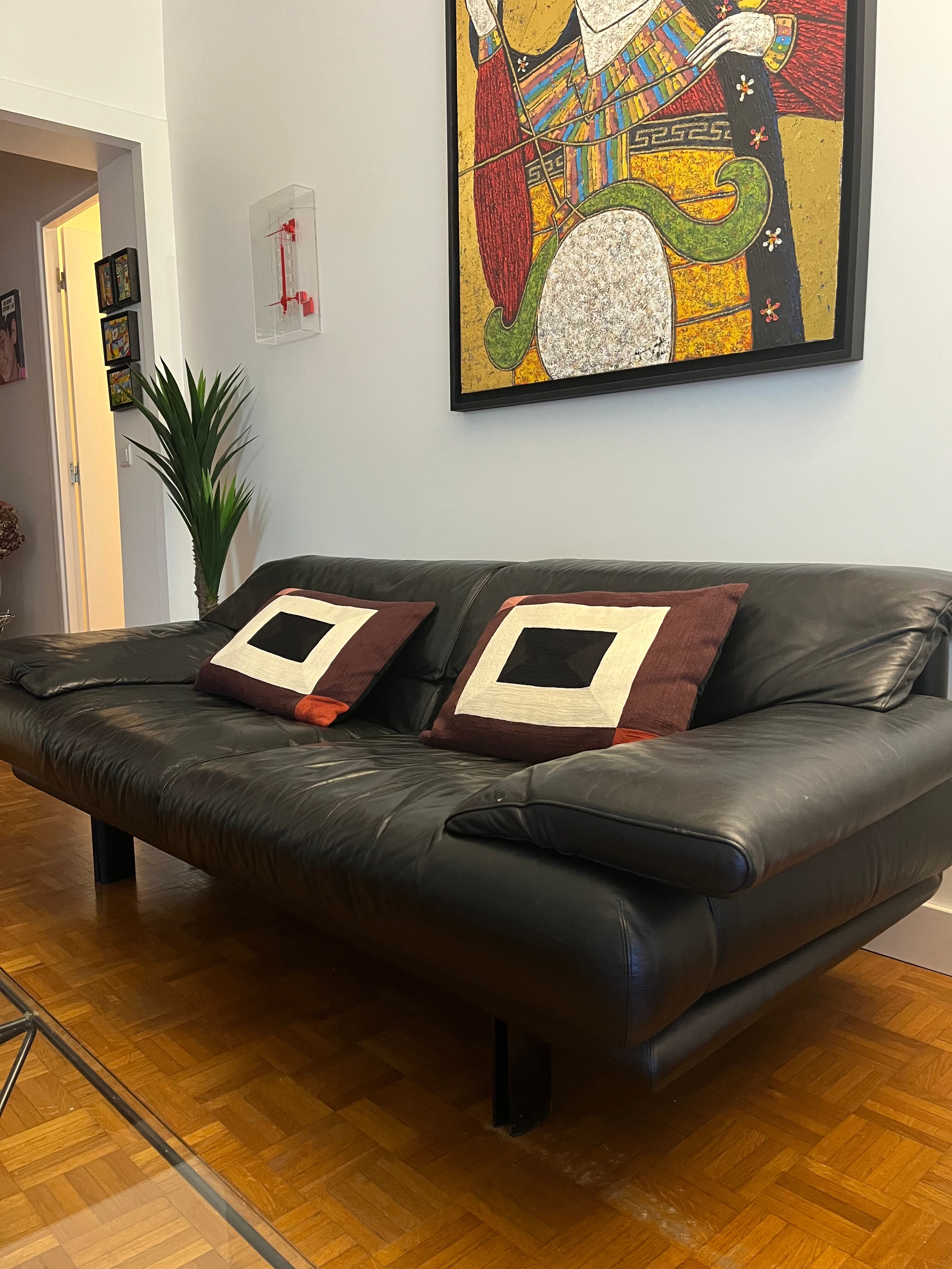 Canapé Cuir noir Alanda de Paolo Piva pour B&B Italia