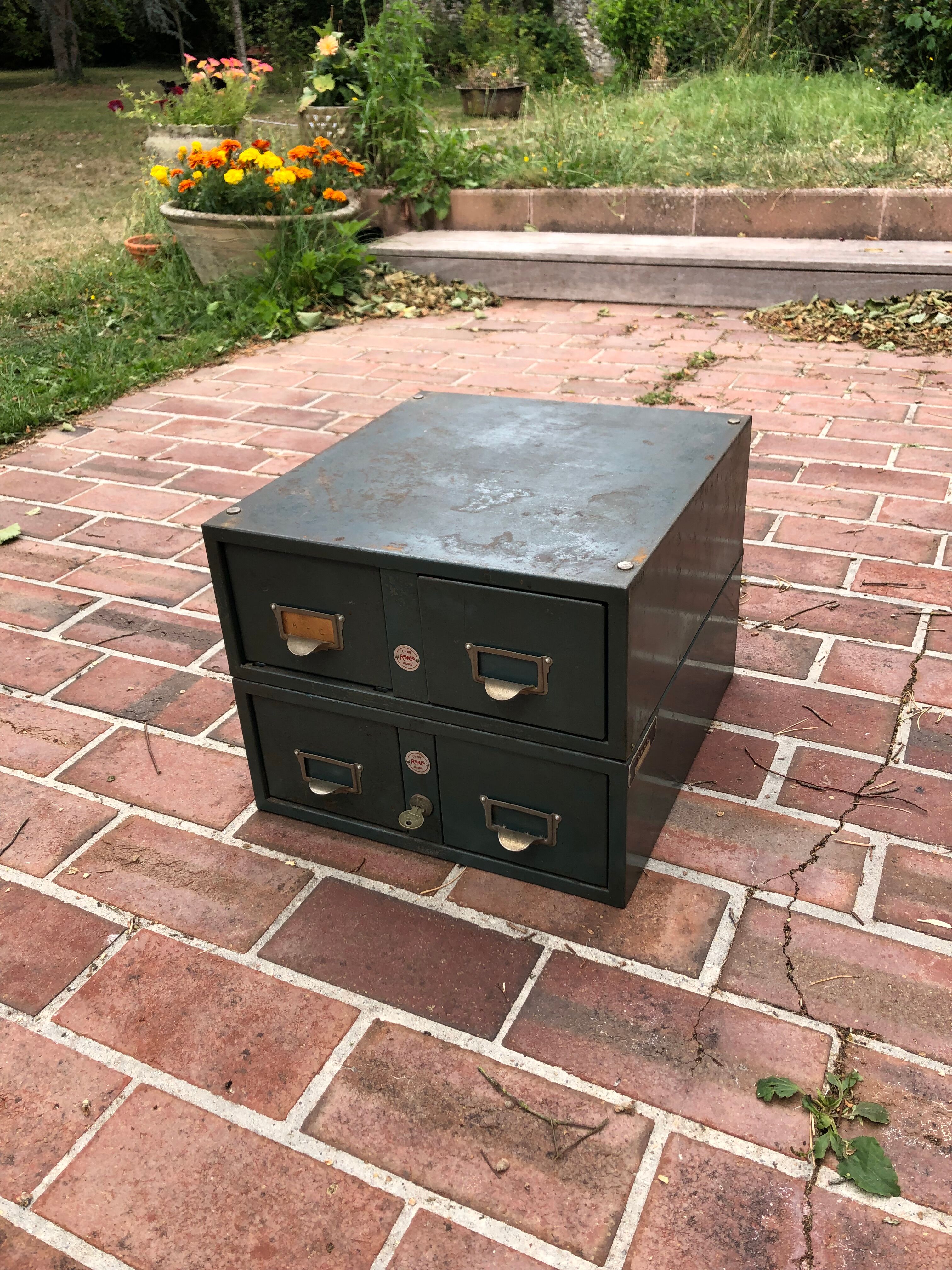 Metal boxes with drawers