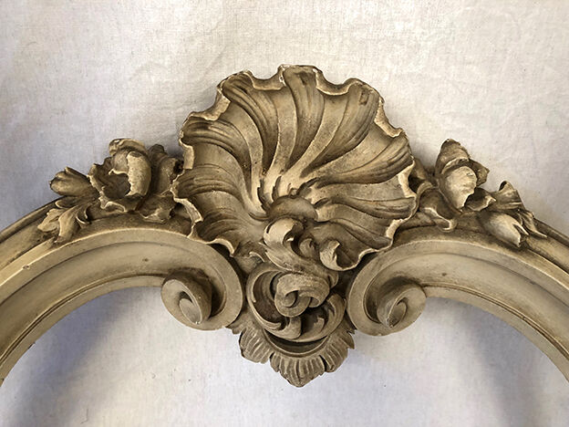 Louis XV style console in gray lacquered wood and marble top, nineteenth