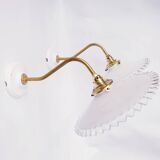 Swan neck and serrated opaline wall lights