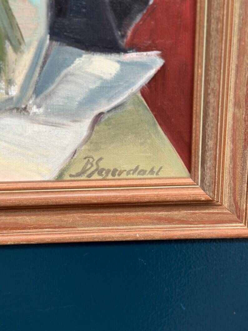 Original Swedish Oil on Panel from the 1940s – "Floral Still Life" by B. Segerdahl – Signed – Framed – 56 × 48 cm (22" × 18.9")