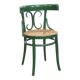 Vintage green bistro chair with woven reed seat