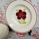 4 old hollow plates, model "Geraldine" red and green flowers