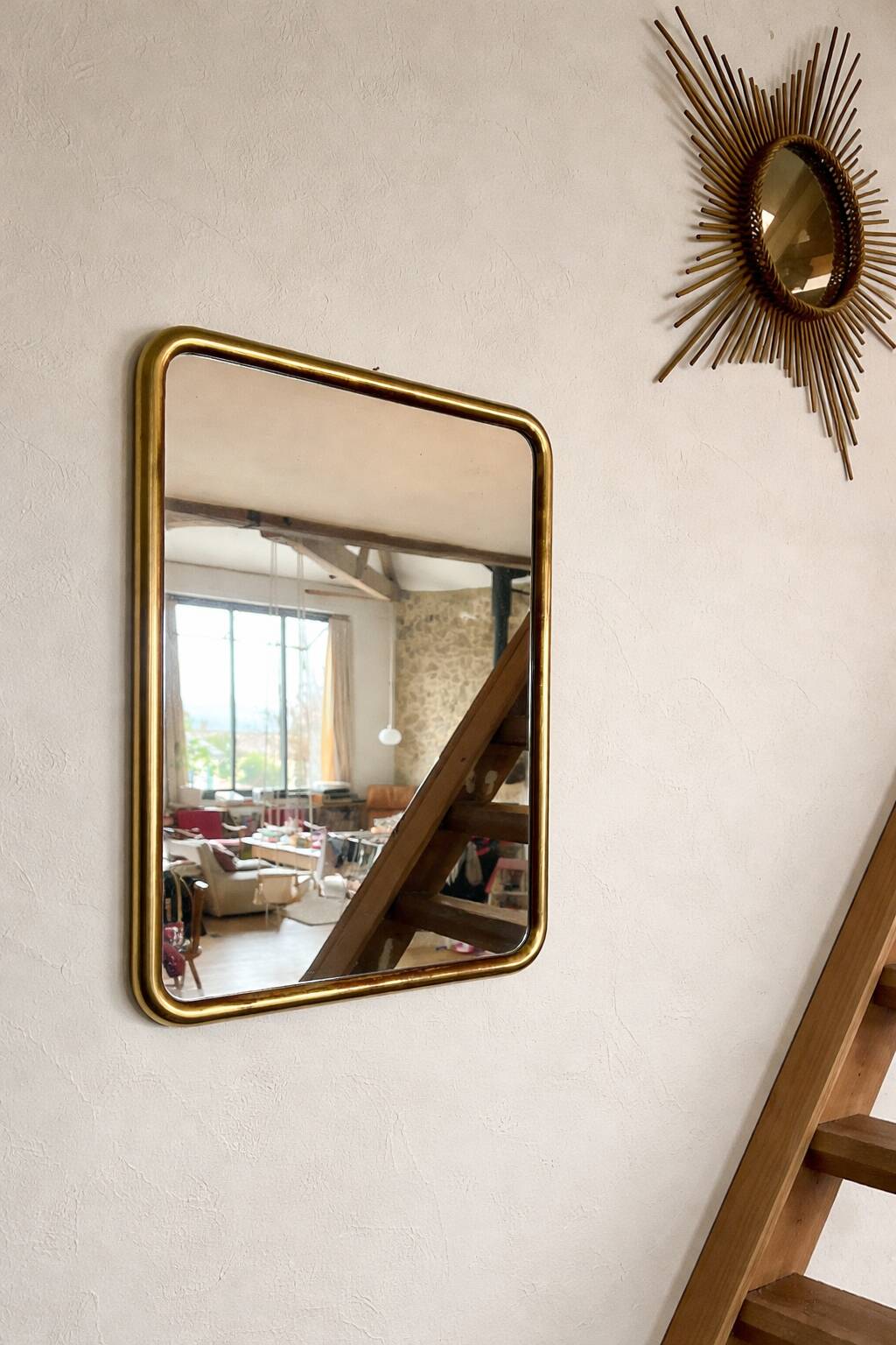 Rectangular mirror gilded with fine gold – vintage –
