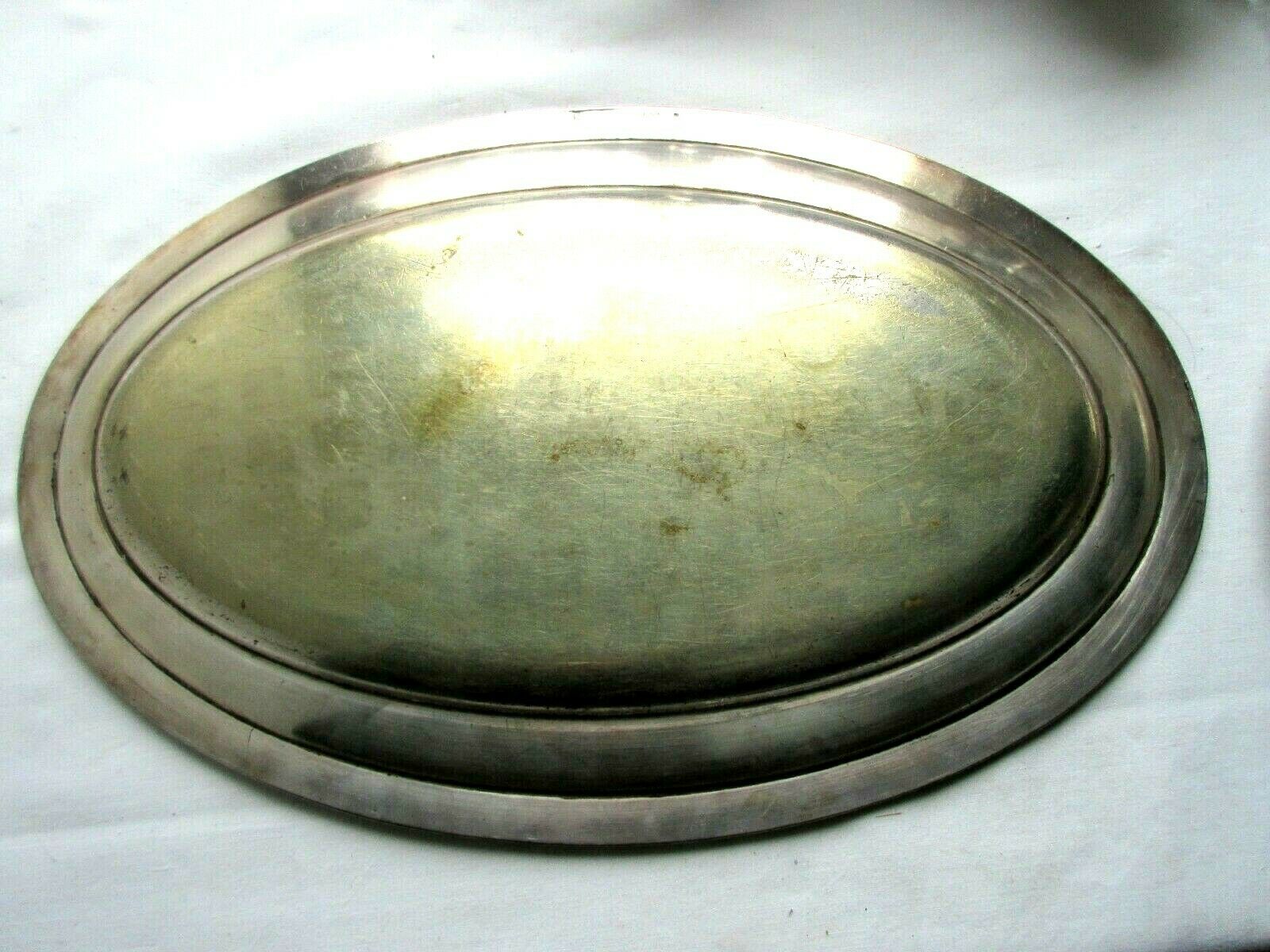 Plat ovale art déco en métal blanc argenté signé Félix frères à toulouse