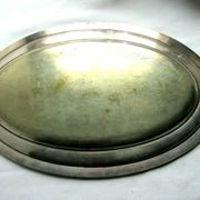 Art Deco oval plate in silver white metal by Félix Frères in Toulouse