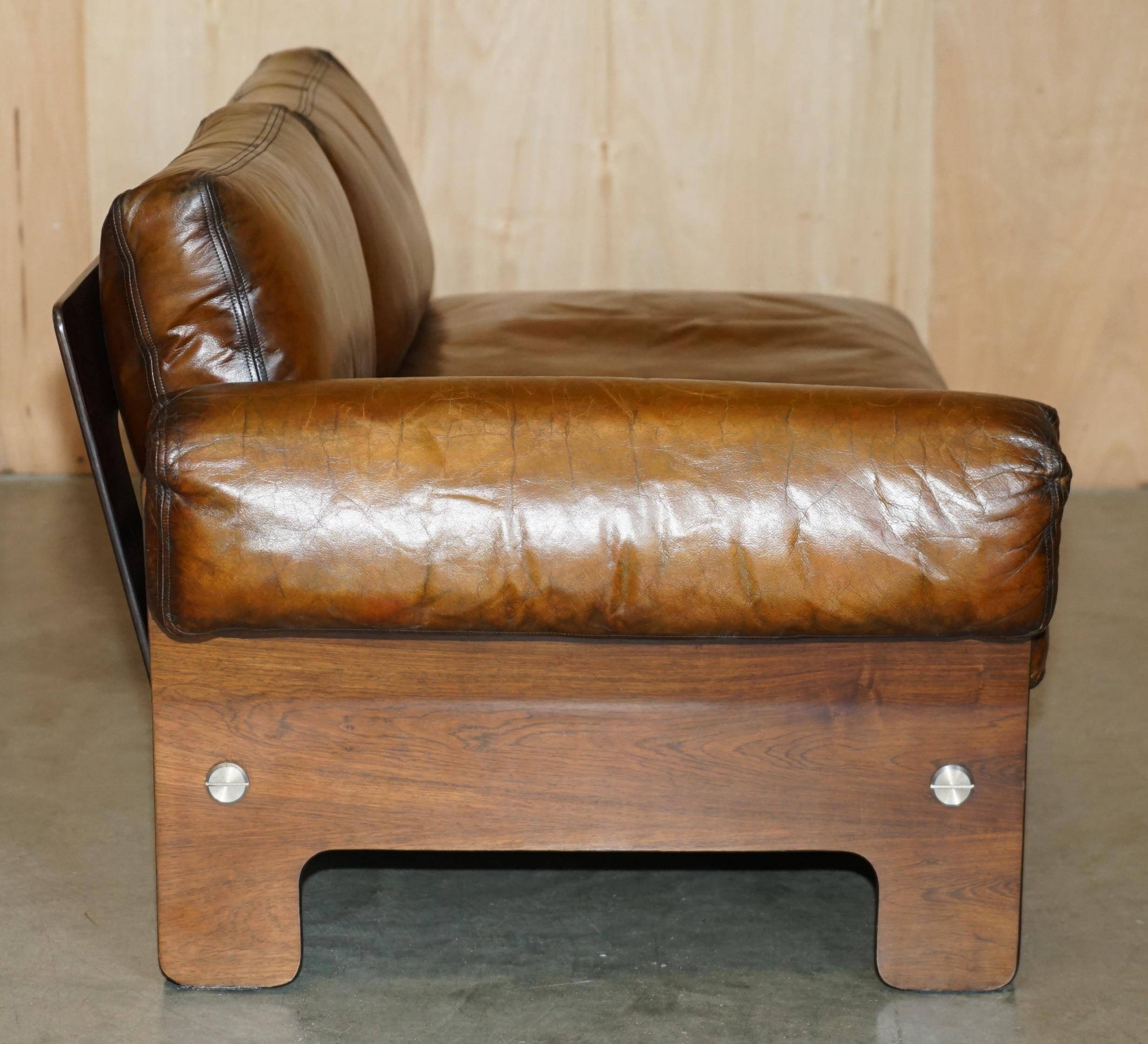 Sigurd Ressell for Vatne Mobler Leather Sofa Hardwood Art Deco