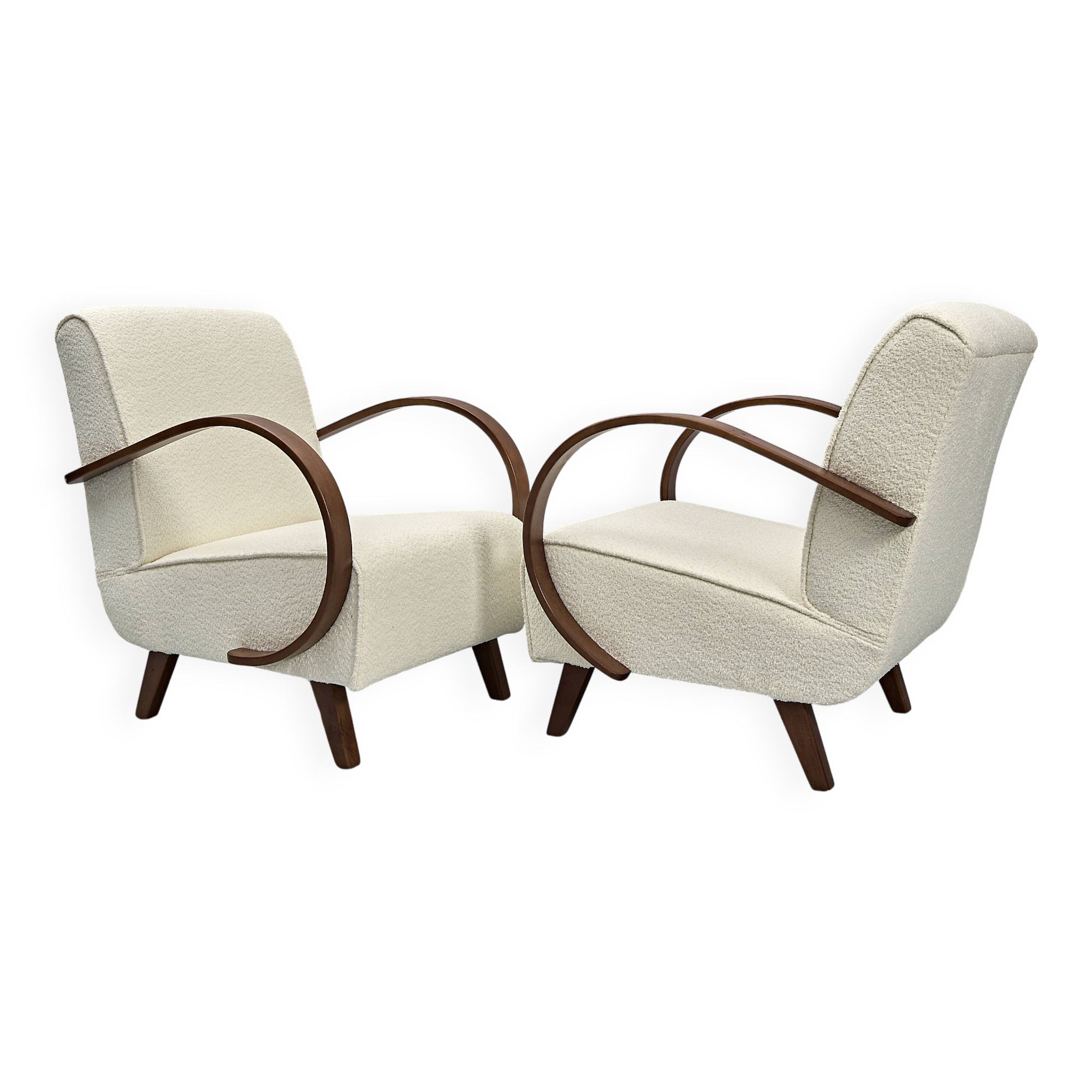 Loop chairs type C attributed to Jindřich Halabala, 1930s, set of 2
