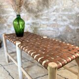 Banc en peuplier et cuir