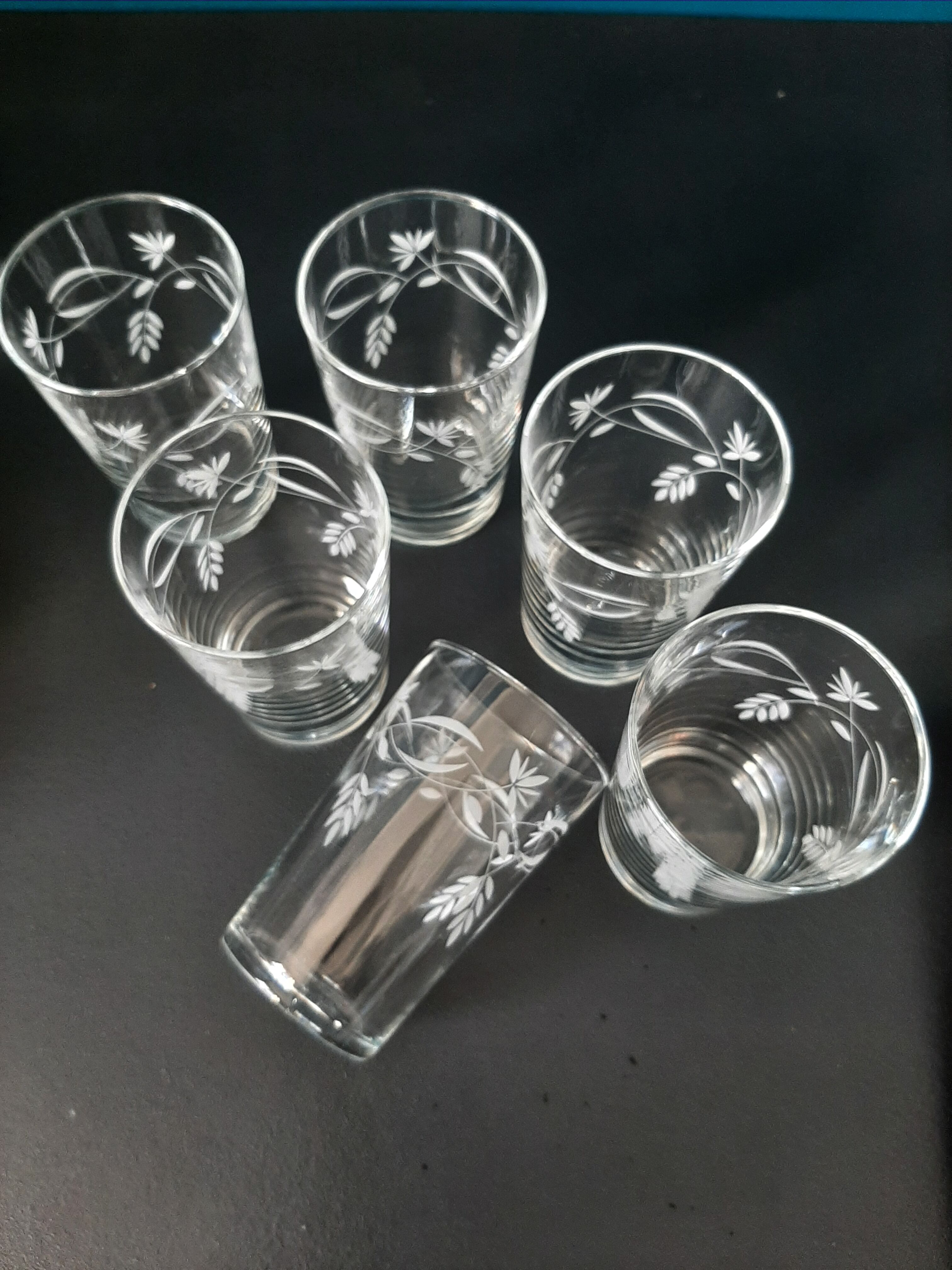 6 antique table glasses