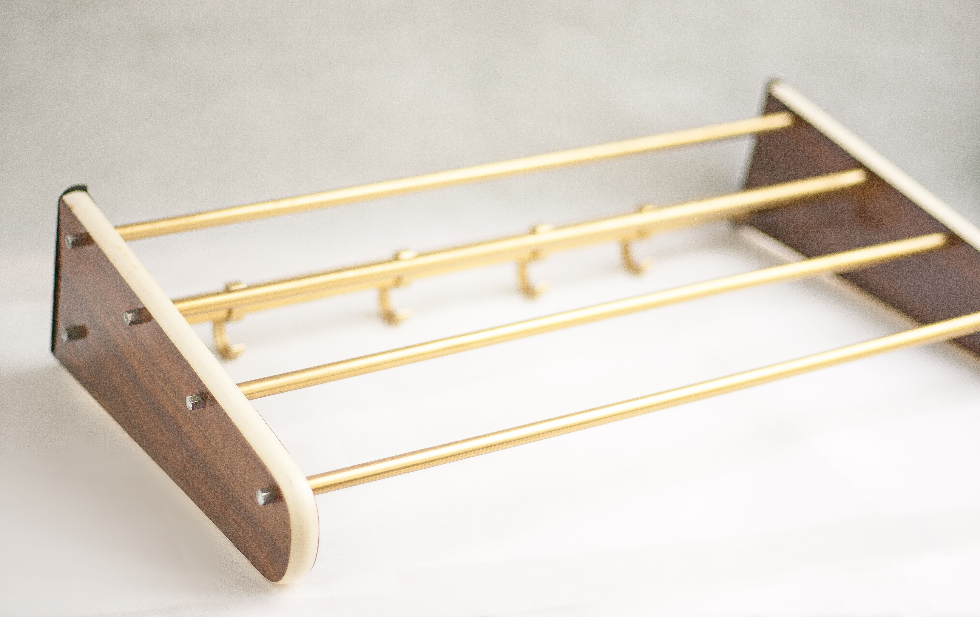 Formica and brass vintage coat rack