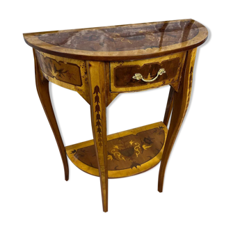 Louis XV half-moon console in marquetry - Italian style