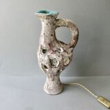 Openwork ceramic lamp from Vallauris, 70s