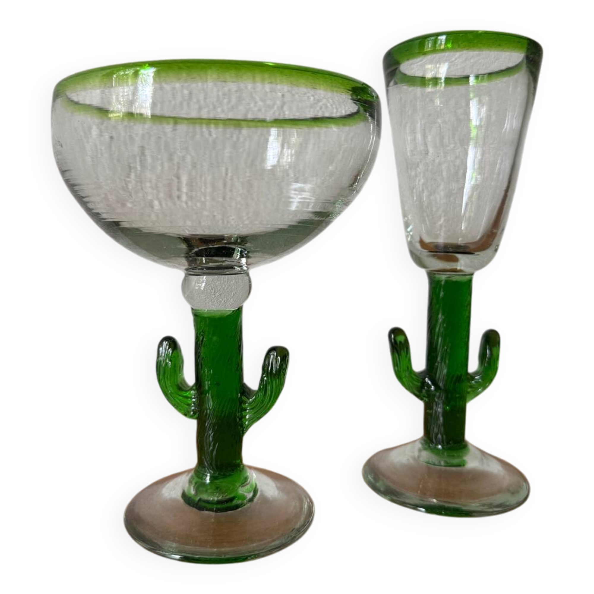 Vintage blown glass cactus glasses