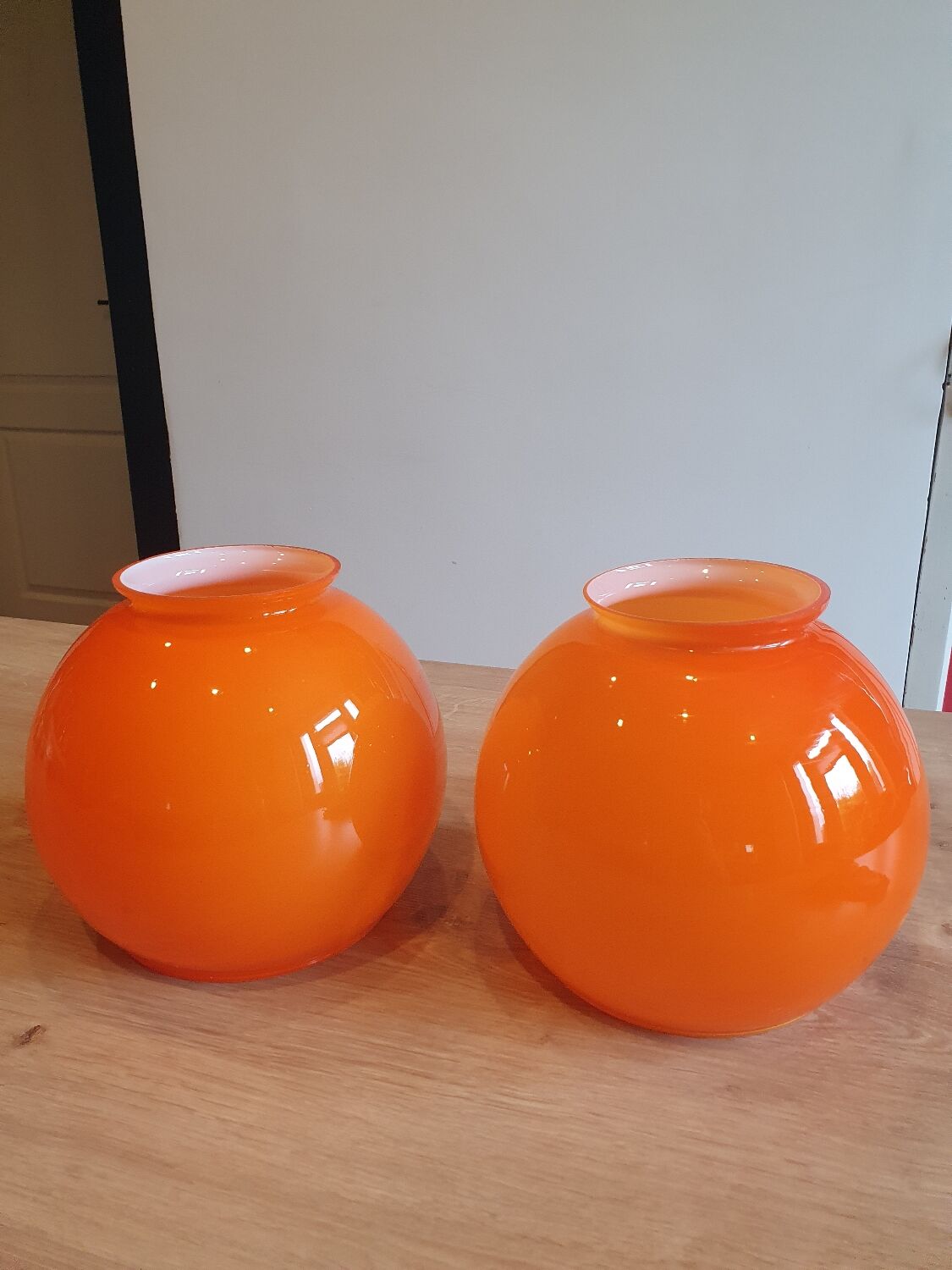 Duo of opaline lampshades