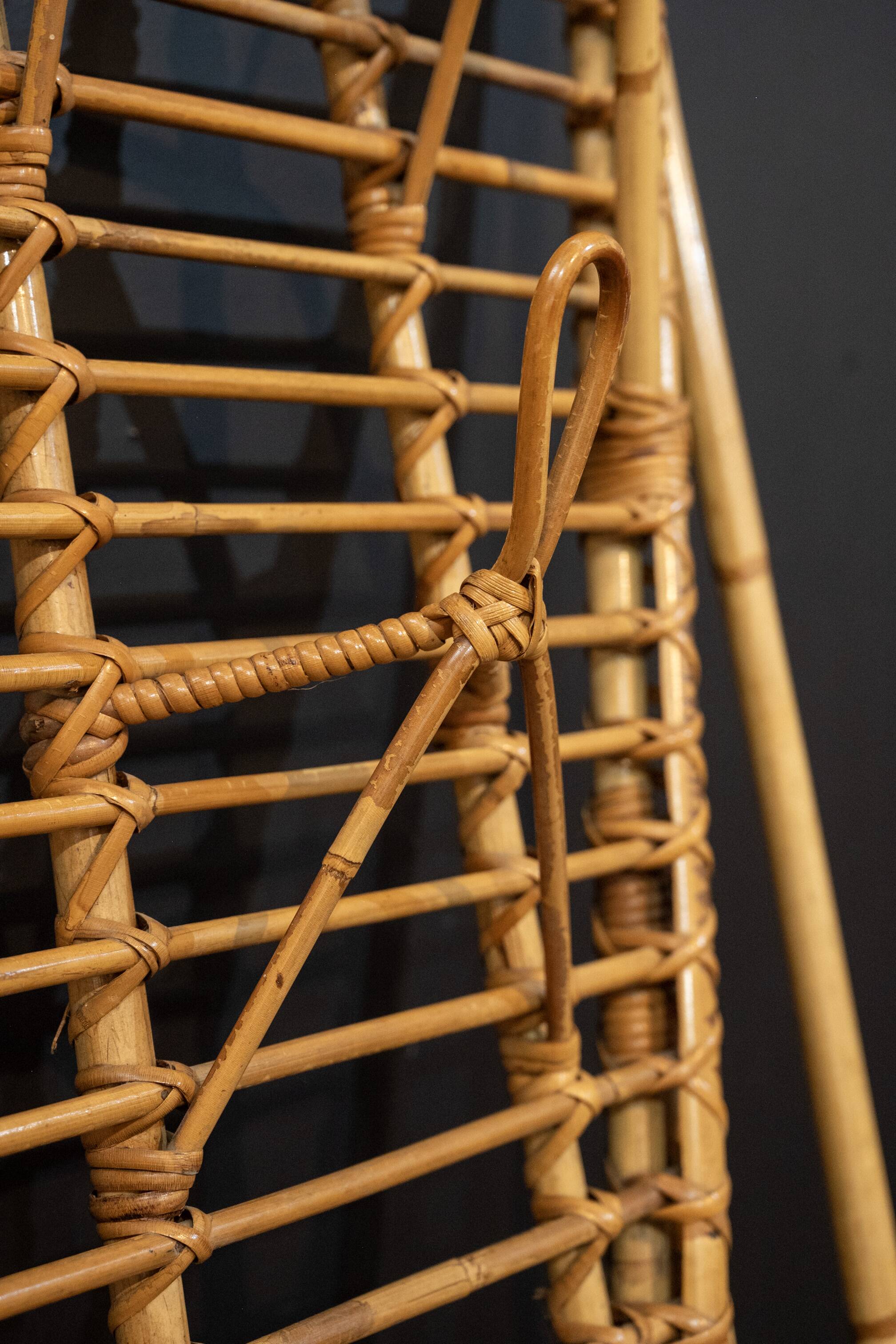 Rattan coat rack